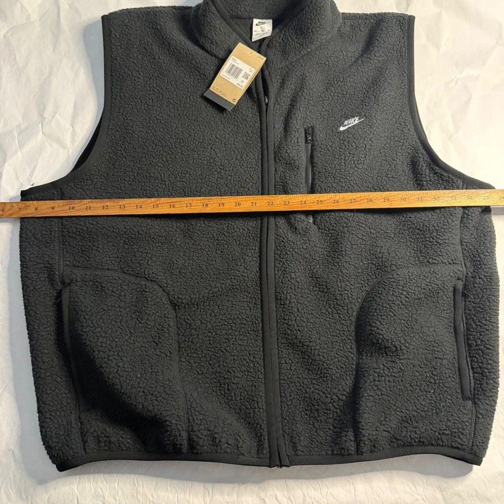 Nike‎ Mens Black Sherpa Pile Fleece Vest Zip Up Hiking Gilet Swoosh Outdoor XXL